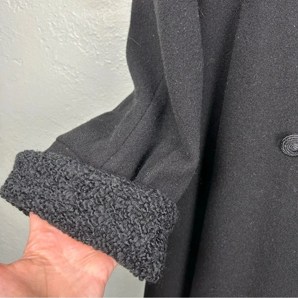 Vintage Laura Ashley Black Wool Full Length Coat Size 14 - Picture 6 of 12